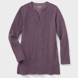 Duluth Trading Co Women's Ponte Pro Tunic Purple Stripe Tunic Top Size Medium